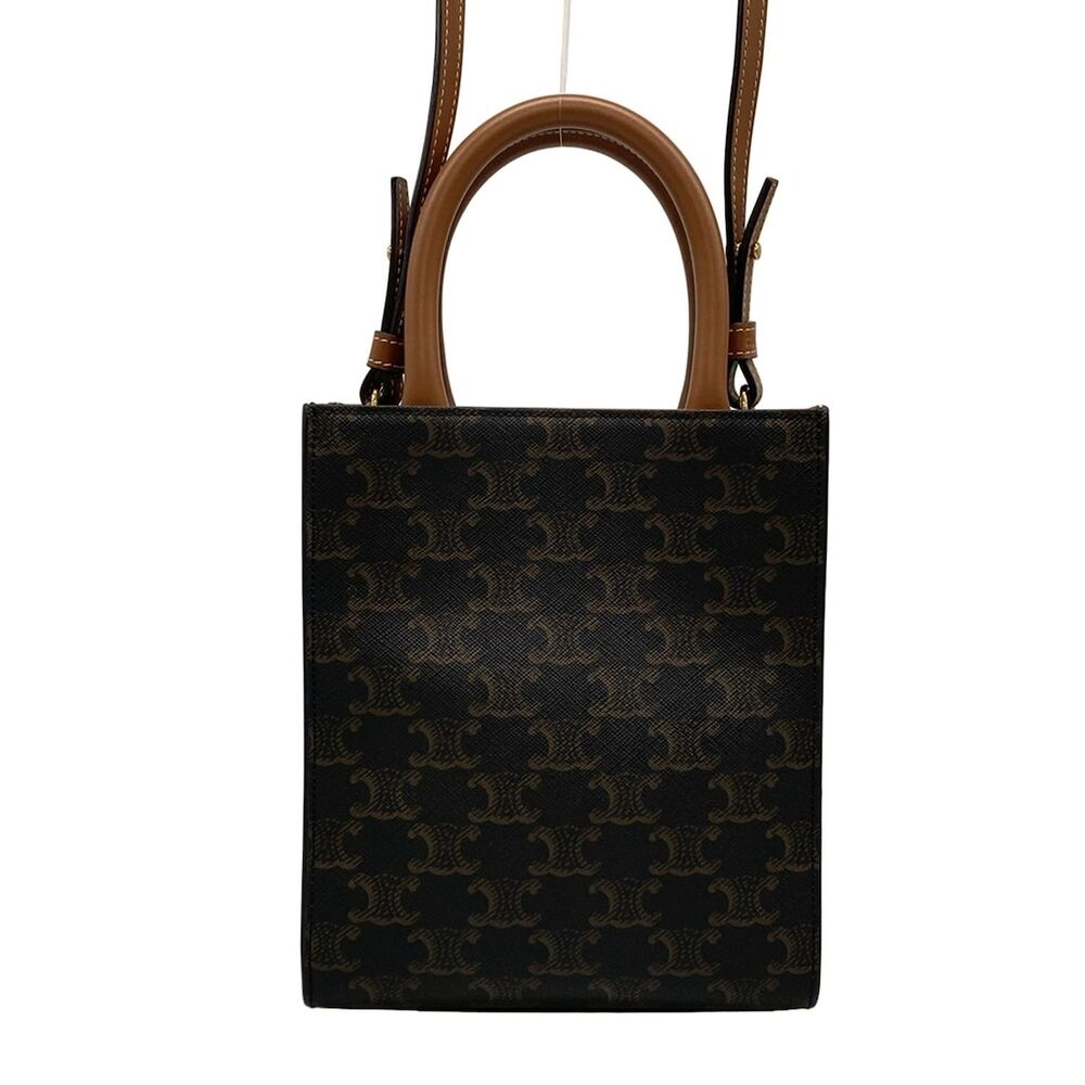 Celine Mini Vertical Cabas Tote Bag 194372BZK.04LU Triomphe Canvas Calf Skin - Picture 3 of 15